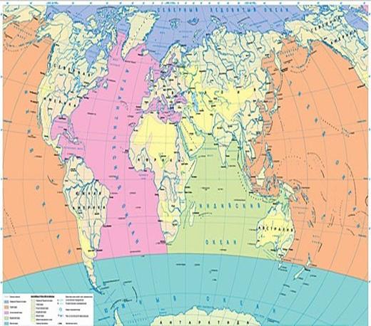 Карта Океанов с бассейнами стока — ВСЕ КАРТЫ — КАТАЛОГ КАРТ ...