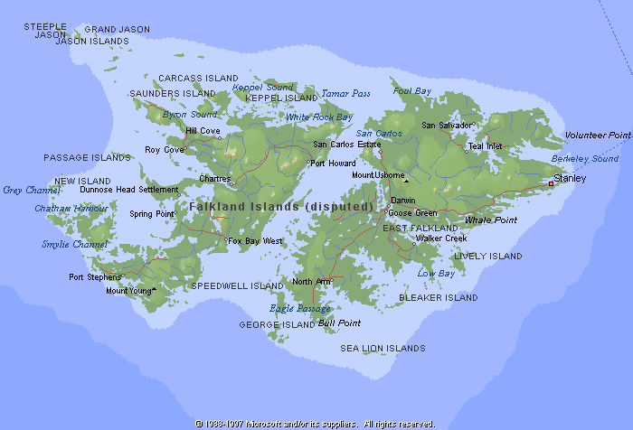 Карта Фолклендских Островов Детальная ...