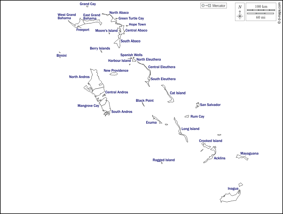 векторная иллюстрация карты багамских островов Карта имеет ...