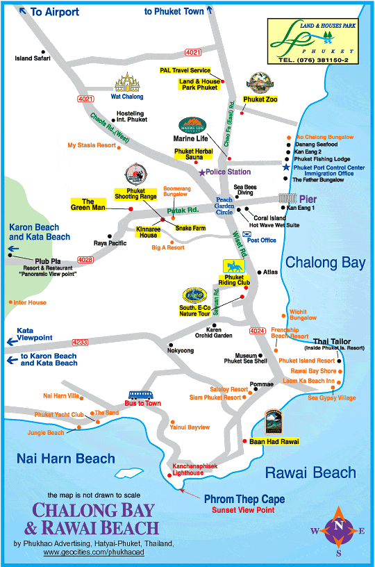 Пляжи Пхукета на карте, а также близлежащего курорта ...