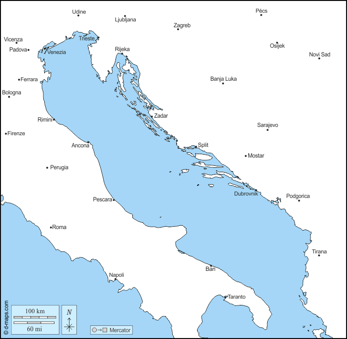 M23 Карта проходу в Адріатичному морі ...