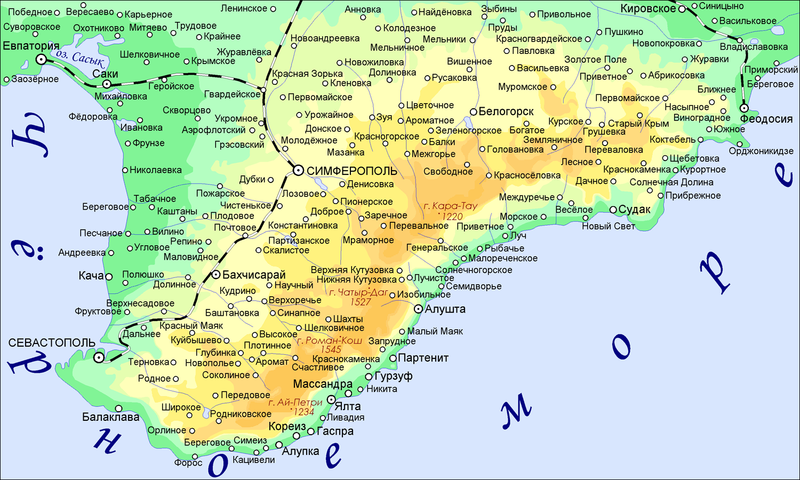 Карта западного побережья Крыма. Подробная карта ...