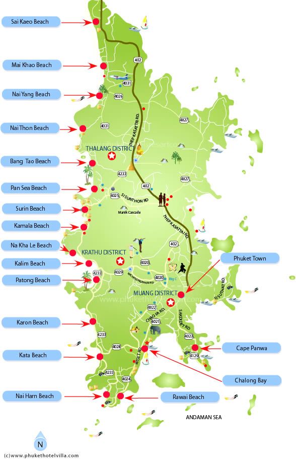 Карта Пхукета — подробная карта отелей, пляжей и ...