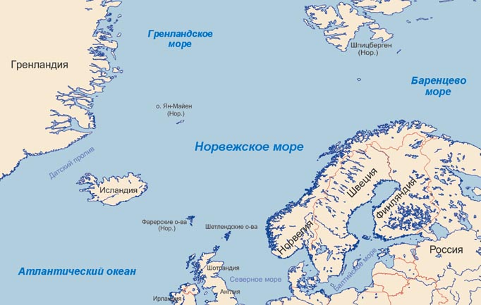 Океаны и материки на карте мира (полушарий) с названиями