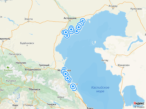 Физическая карта Каспийского моря 1:3.5М