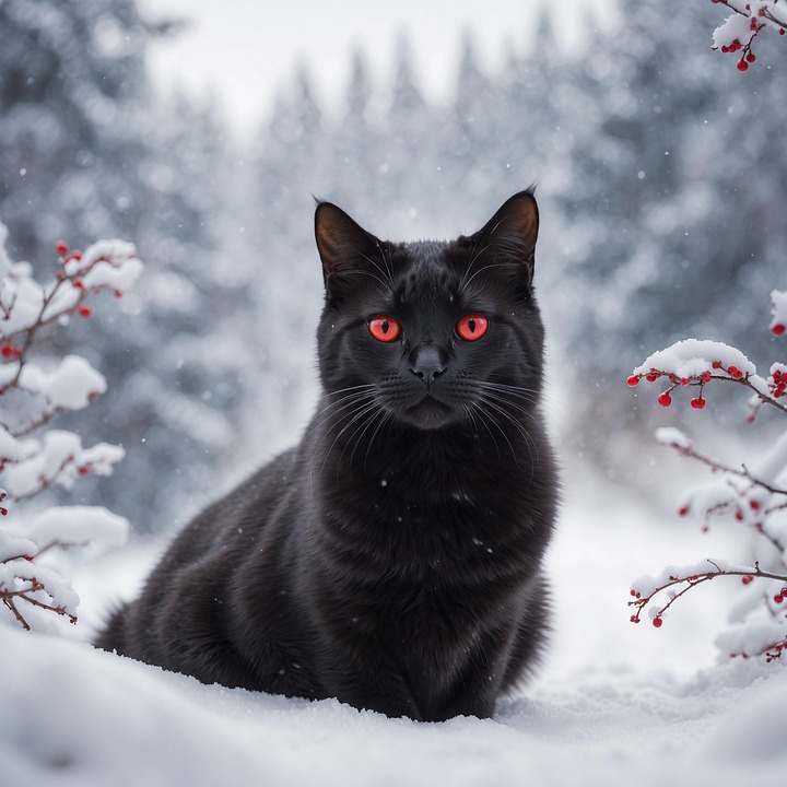 Зимний кот - открытка для посткроссинга