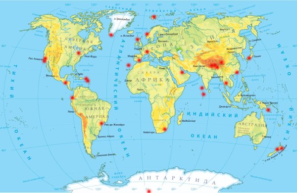 Карта мира. Высокодетальная чистая ...