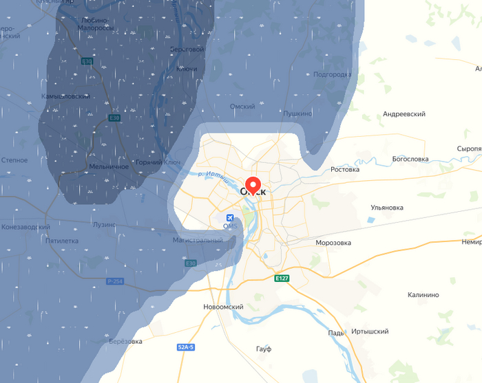 Яндекс запустил карту осадков, можно посмотреть в какое время ...