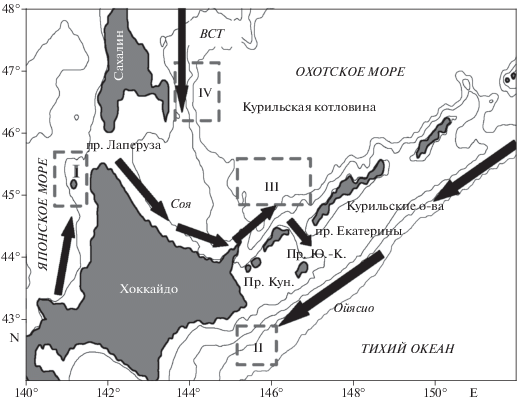 Охотское море на карте России ﻿