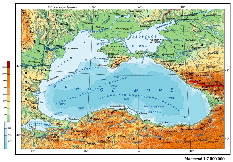 Физическая карта России: реки, горы и моря