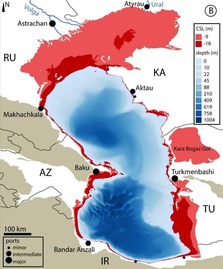 Каспийское море - берега, площадь, климат