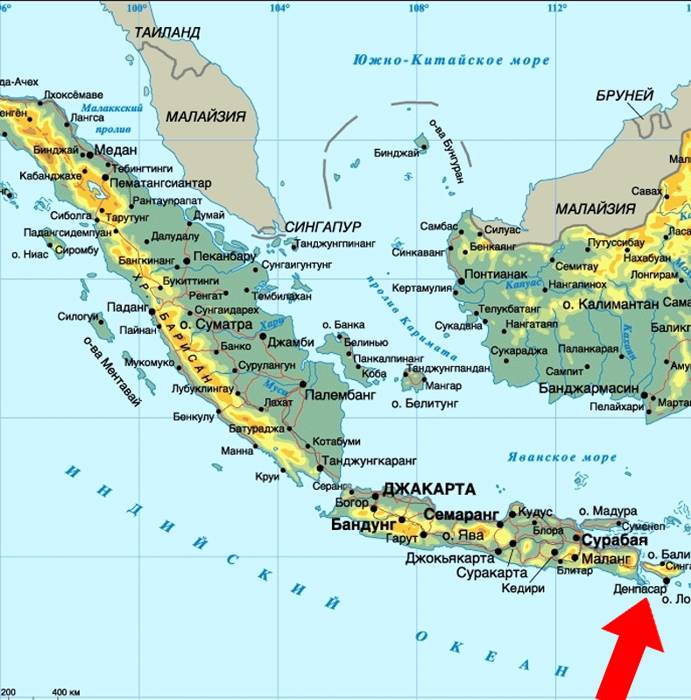 Бали на карте мира: где находится остров Бали, показать на карте