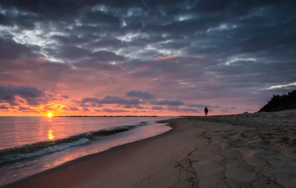 Рассвет в море, парусник» картина ...