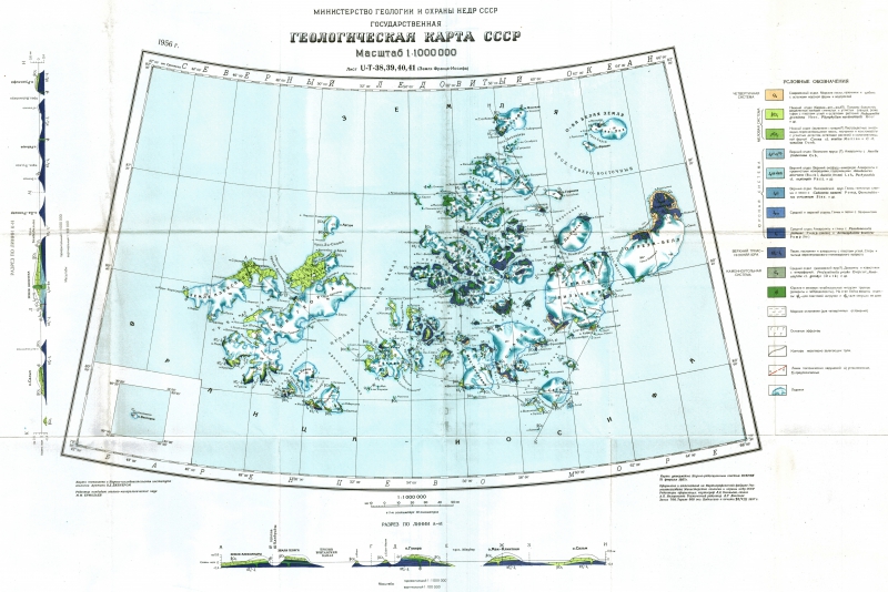Масштабная карта архипелага Земля Франца-Иосифа в центре г ...