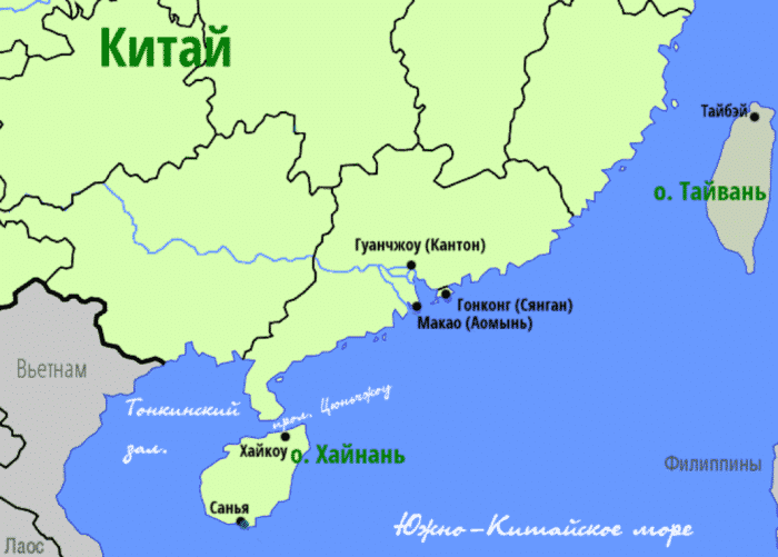 Карта Хайнань и Санья и ситуация с картами в Китае