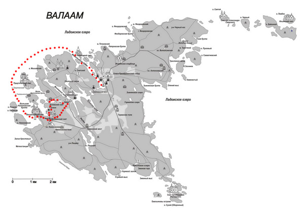 Топографическая карта Валаам, высота, рельеф