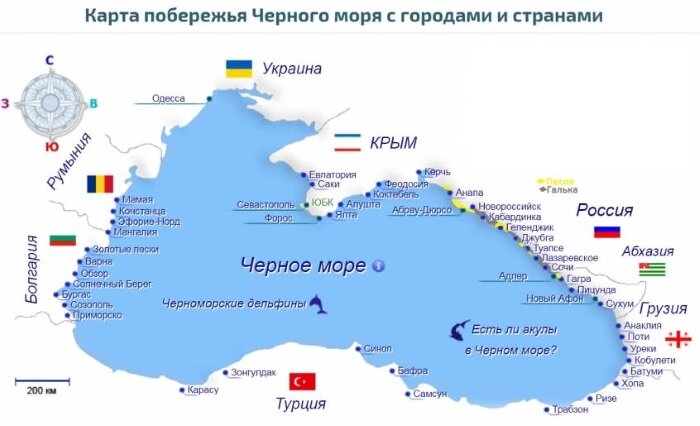 Карта стран Черного моря ﻿