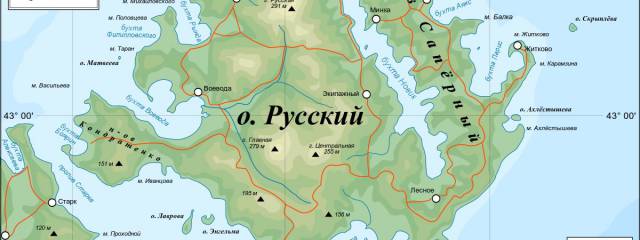 Карта острова Русский в рамке, новый, в наличии. Цена: 4 000 ...