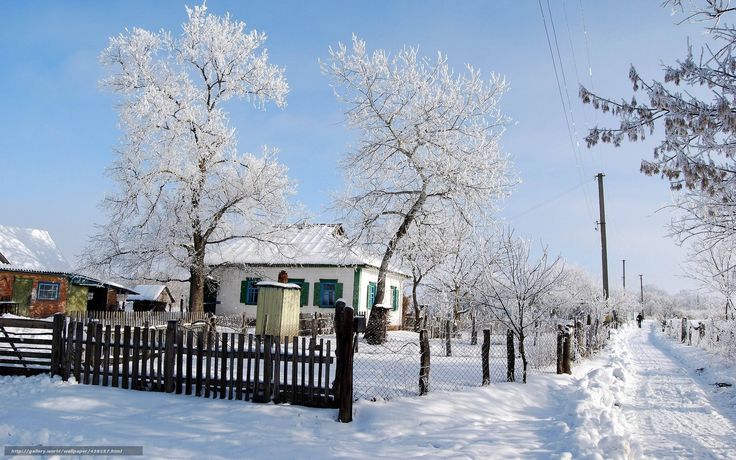 Обои закат, Зима, деревня на телефон и рабочий стол, раздел ...