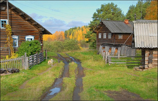 Схема вышивки «Осень в деревне» (№403643) - Вышивка крестом