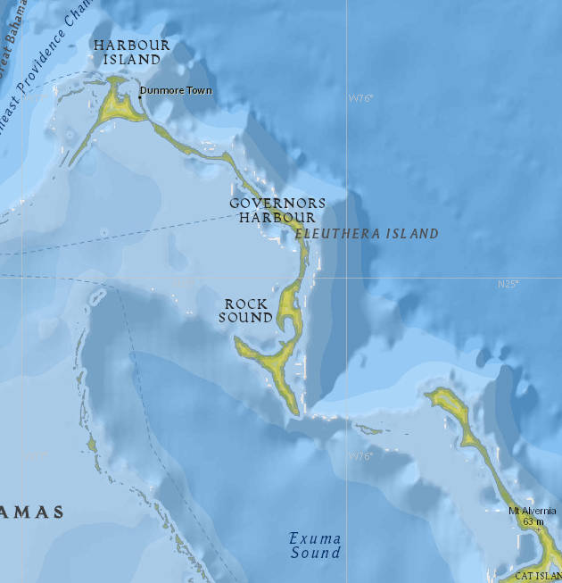 Увеличенные Багамские Острова на карте ...