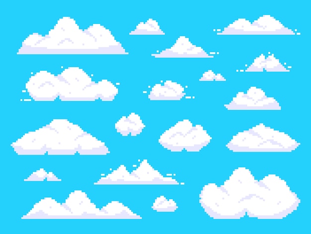 Pixel Art Storm Cloud Collection: стоковая векторная графика ...