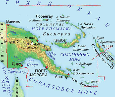 Карта Папуа - Новой Гвинеи - интересные ...