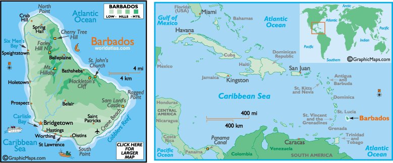 Барбадос: расположение на карте, границы, население, язык ...
