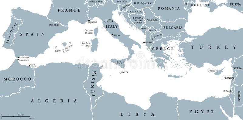 География Карта Средиземное Море - Бесплатная векторная ...