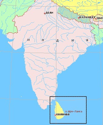 Где находится Шри-Ланка на карте мира? Подробная карта Шри ...