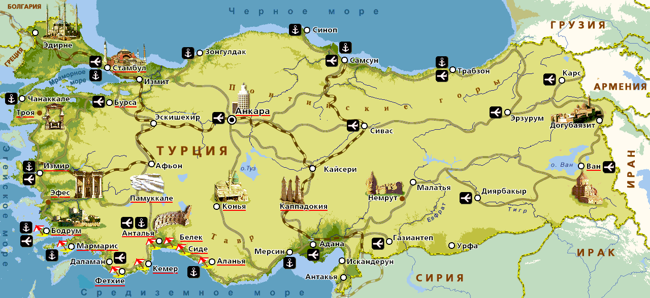 Карта Босфора - Босфор на карте Турции - Стамбул | Турция