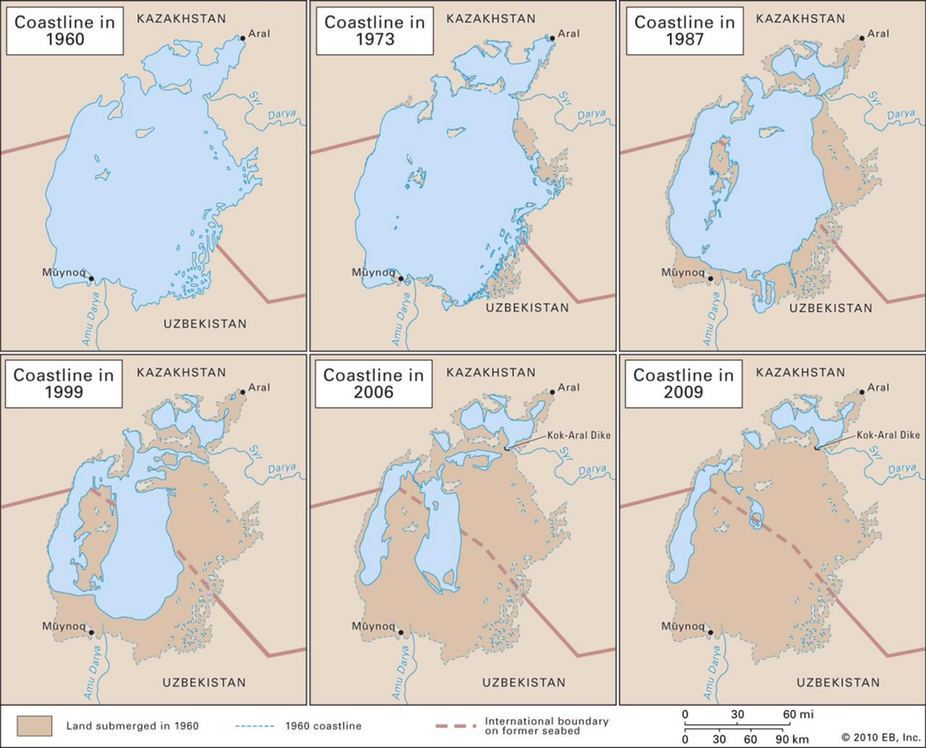 Как высыхало Аральское море последние ...