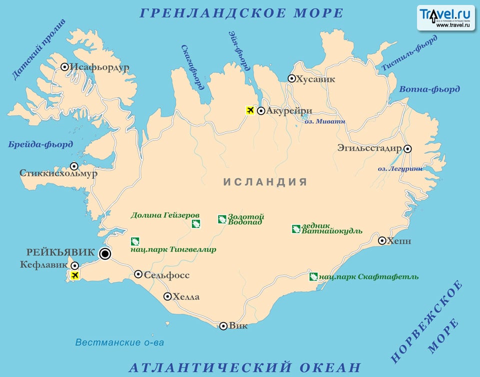 Исландия на карте мира — Инфокарт