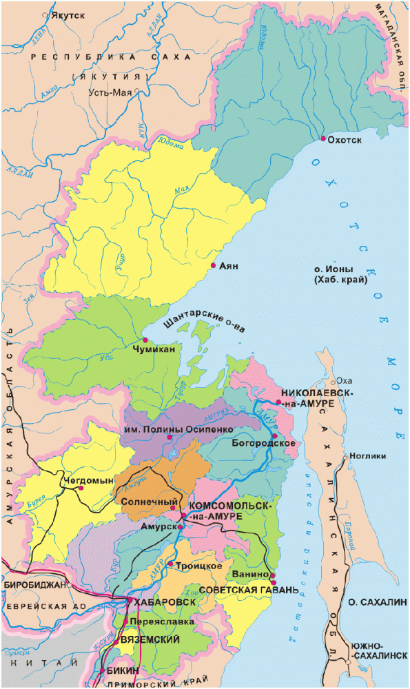Карта Охотского моря - течения ...