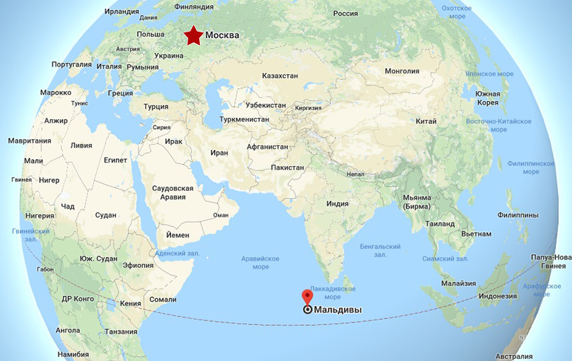 Карта Мальдив и расположение островов