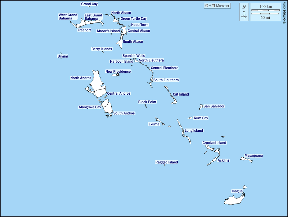 Карта Багамских островов — BeTravel.ru