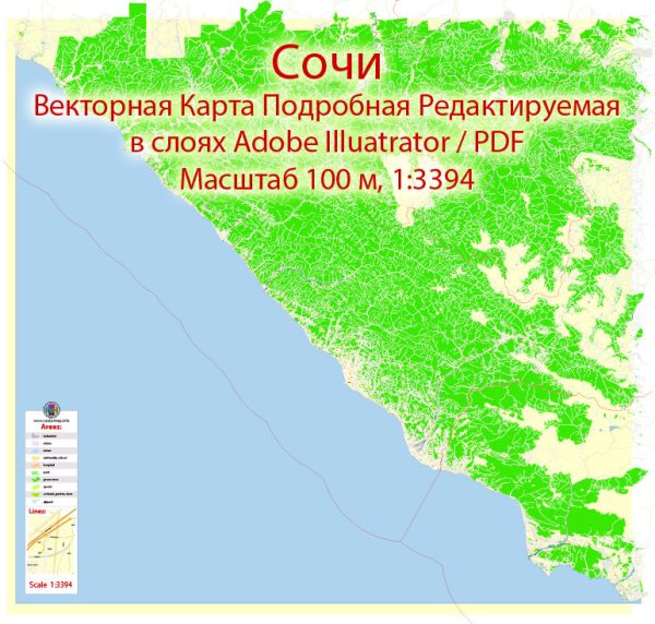 Подробная карта окрестностей Новороссийска. Карта берега ...