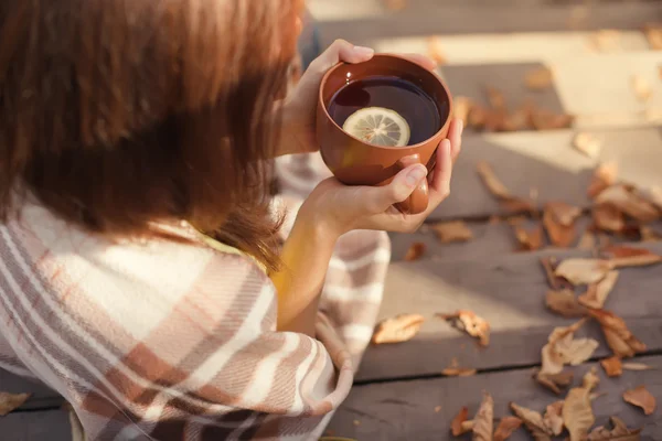 girl, coffee and autumn - image ...