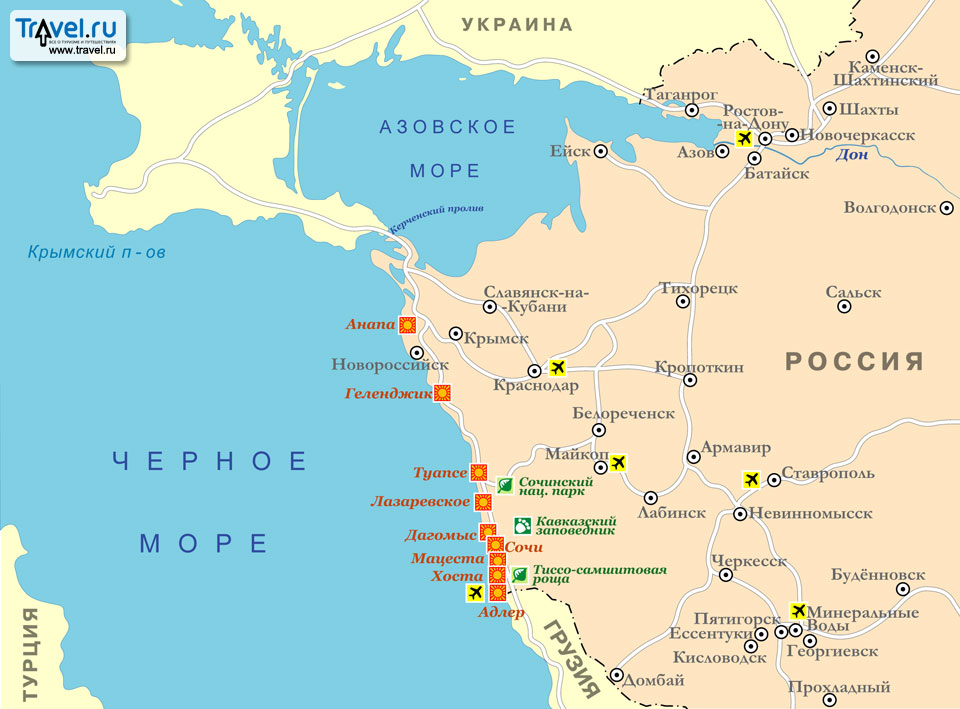 Карта железных дорог Краснодарского края