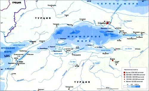 Карта достопримечательностей региона Мраморного моря Турции